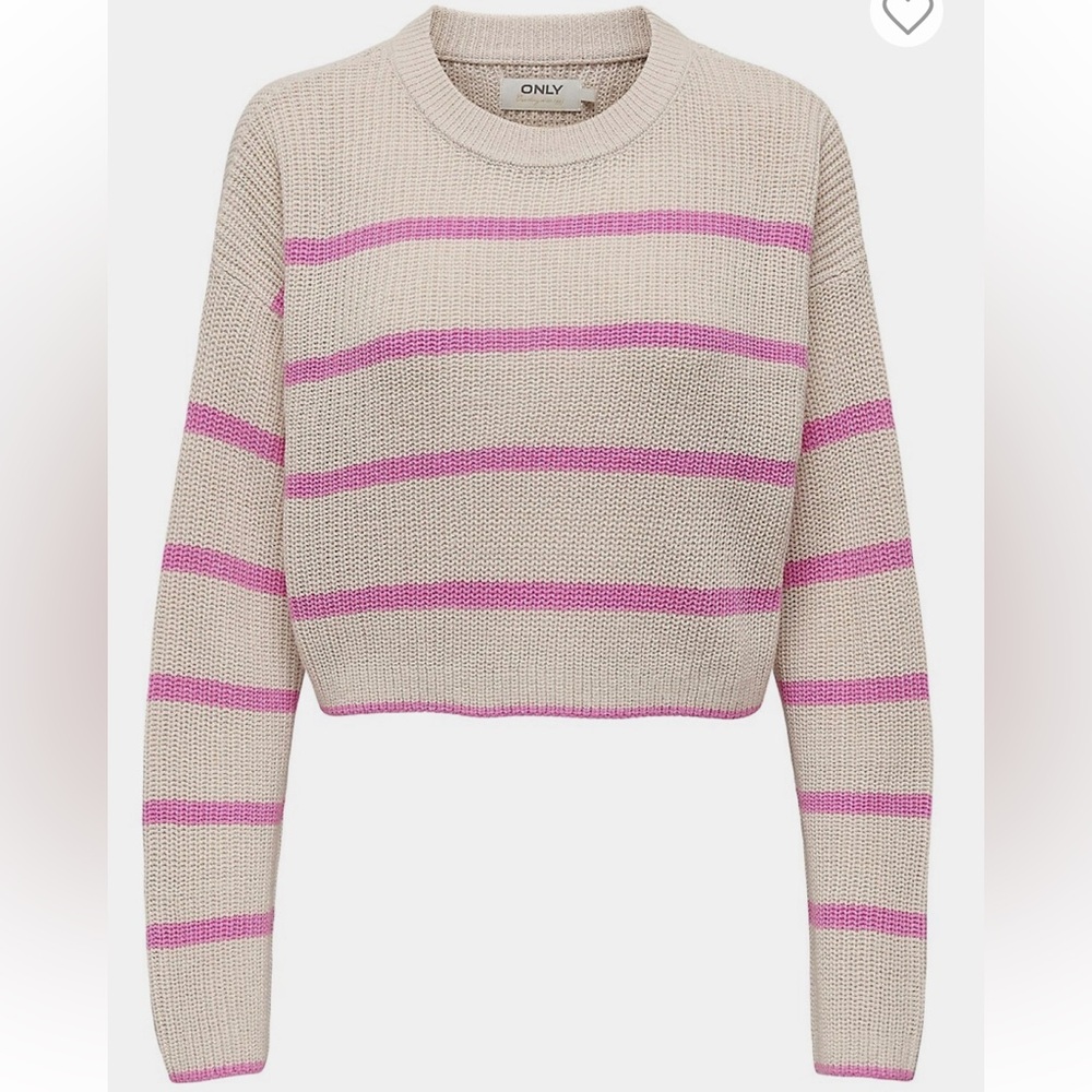 ONLY Women's Striped Sweater - Cream and Pink   NWT